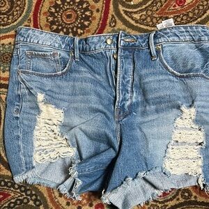 Good American Blue Distressed Jean Shorts